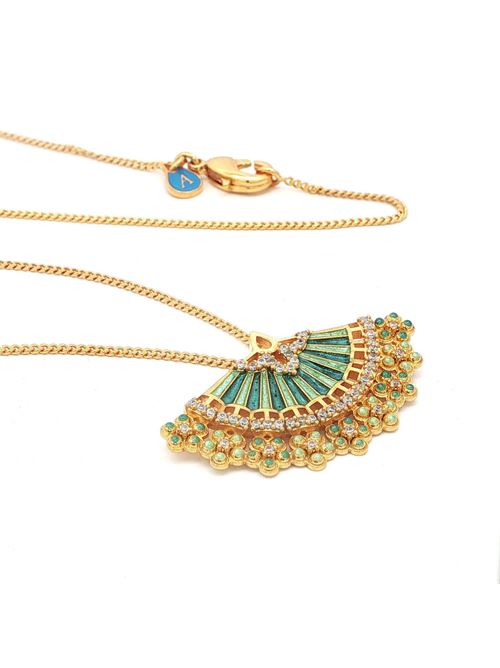 Diva gold crystal stones blue glazed necklace GOCCIAZZURRA JEWELS | CLDIVAOROVERDE